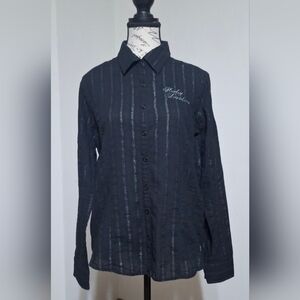 Harley-Davidson Black Button-Up Shirt with Shimmer Stripes